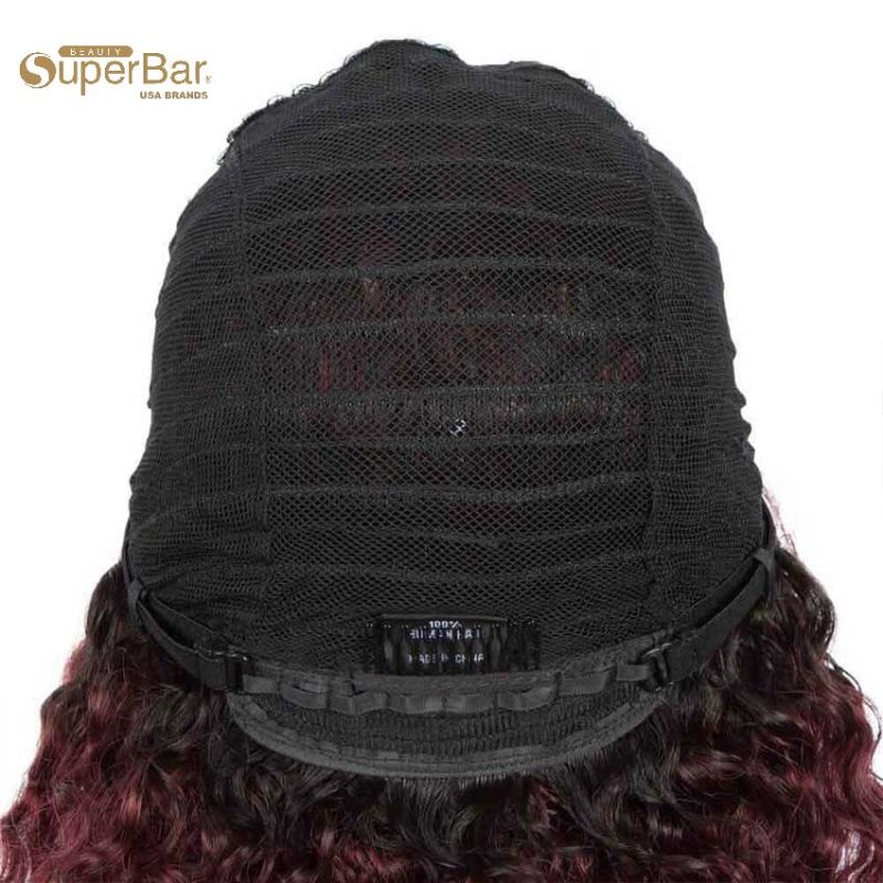 Superbar Bob Wig With Bangs 10 inch HumanHair Curly Wavy Wigs