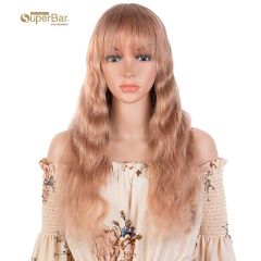 Superbar Hightlight Pink Body Wave HumanHair Wigs with Bangs 100% High-quality Human HairWig with Bangs for Black Women 130% Density