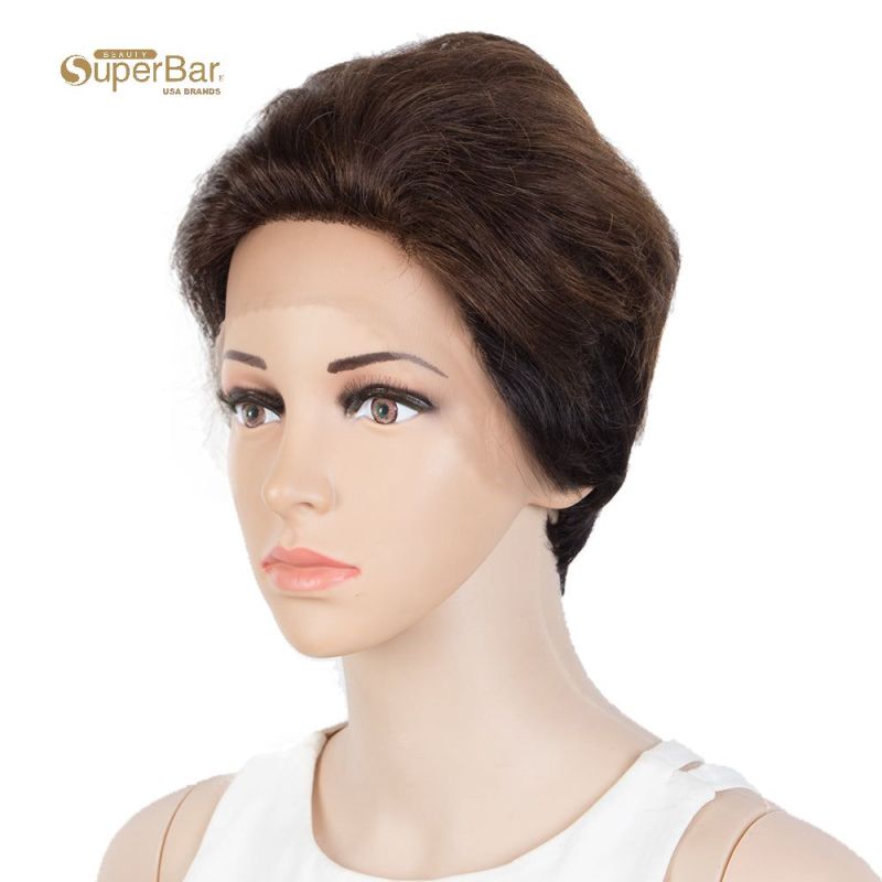 Superbar Human Hair Pixie Cut Wigs Pixie BobWig with Hand-tied Hairline Brown Color