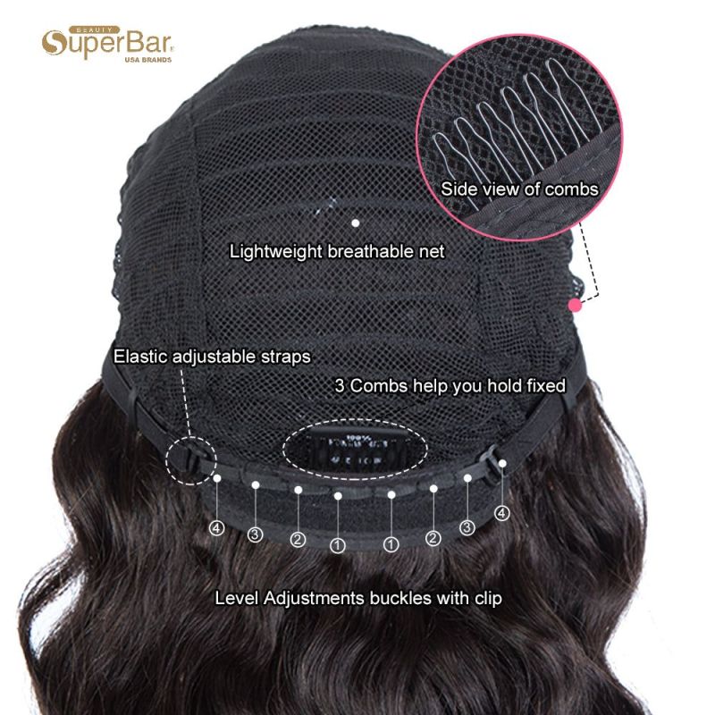 Superbar Body Wave Human Hair Wigs with Bangs 100% High-quality Human Hair Wig with Bangsfor Black Women 130% Density Natural Black color