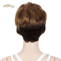 Superbar Human Hair Pixie Cut Wigs Pixie BobWig with Hand-tied Hairline Ombre Brown Color