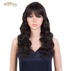 Superbar Body Wave Human Hair Wigs with Bangs 100% High-quality Human Hair Wig with Bangsfor Black Women 130% Density Natural Black color