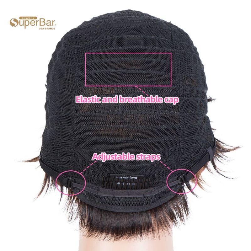 Superba Human Hair Wigs Pixie Cut Wigs 9Inch short Curly Wig Black Color