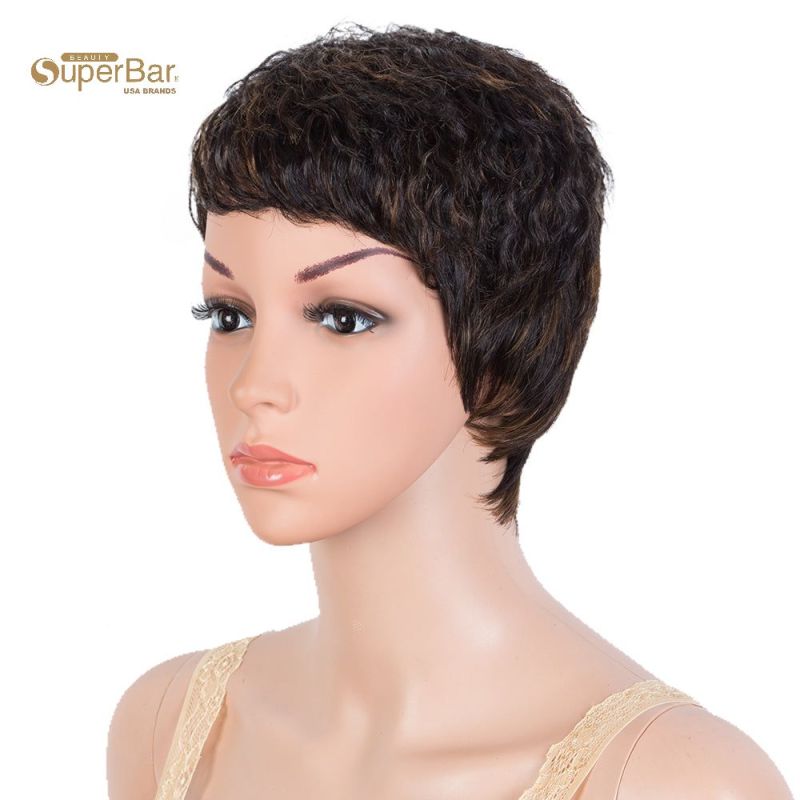 Superba Human Hair Wigs Pixie Cut Wigs 9Inch short Curly Wig Black Color