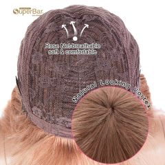 Superbar Hightlight Pink Body Wave HumanHair Wigs with Bangs 100% High-quality Human HairWig with Bangs for Black Women 130% Density