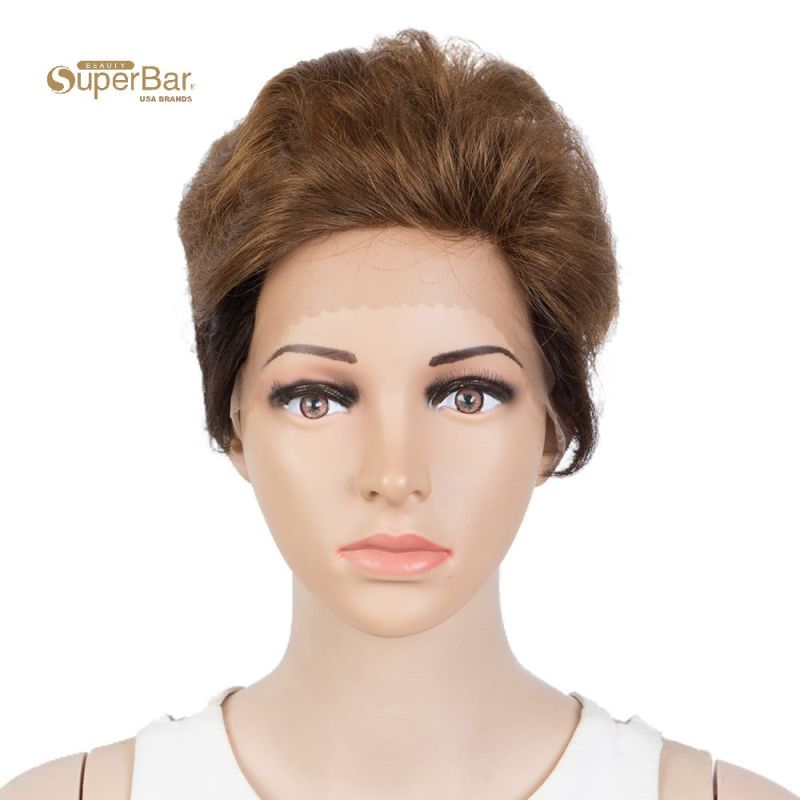 Superbar Human Hair Pixie Cut Wigs Pixie BobWig with Hand-tied Hairline Ombre Brown Color