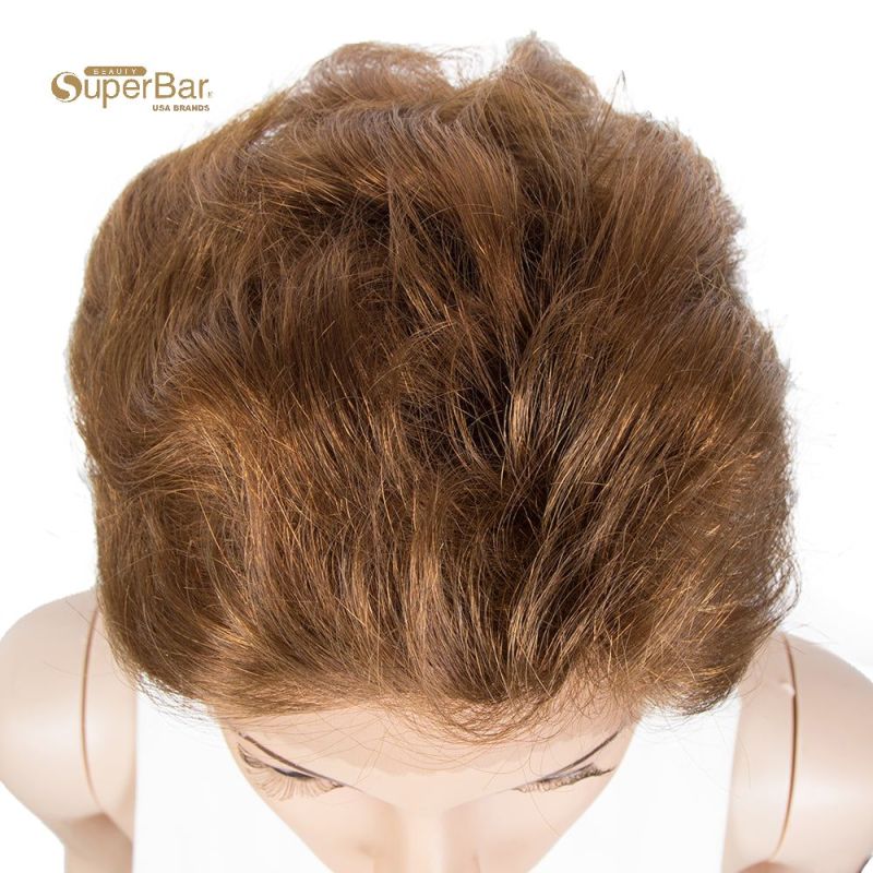 Superbar Human Hair Pixie Cut Wigs Pixie BobWig with Hand-tied Hairline Ombre Brown Color