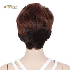 Superbar Human Hair Pixie Cut Wigs Pixie BobWig with Hand-tied Hairline Ombre Brown Color