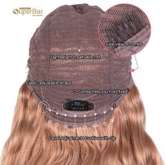 Superbar Hightlight Pink Body Wave HumanHair Wigs with Bangs 100% High-quality Human HairWig with Bangs for Black Women 130% Density