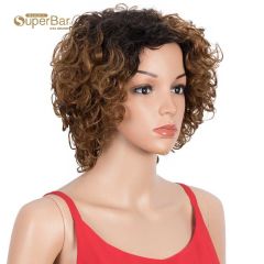 Superbar Short Bouncy Curly Wigs Human Hairfor Women Cute Human Hair Bob Wigs Ombre Burgunry blonde Wigs