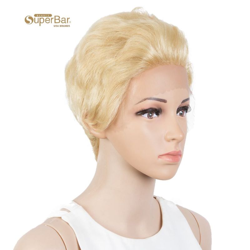 Superbar Human Hair Pixie Cut Wigs Pixie BobWig with Hand-tied Hairline Blonde Color