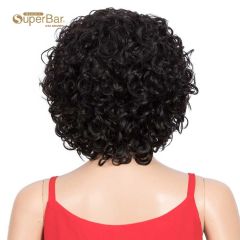 Superbar Short Bouncy Curly Wigs Human Hairfor Women Cute Human Hair Bob Wigs Ombre Burgunry blonde Wigs