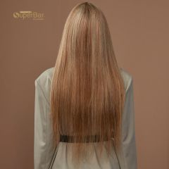 Superbar Ombre Brown Blonde Color StraightHuman Hair Wigs With Bangs For Women 150% Density