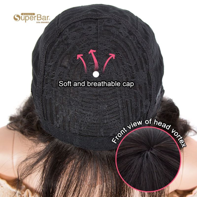 Superbar Human Hair Wig with Bangs NaturalColor Wigs for Women