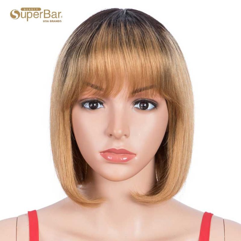 Superbar straight Hair Wigs 130% DensityWigs With Bangs ombre Wig TT1B/27