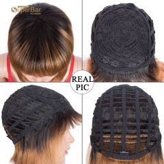 Superbar Ombre Wig Basic Cap Wig T1B/30Straight Wigs With Bangs Human Hair