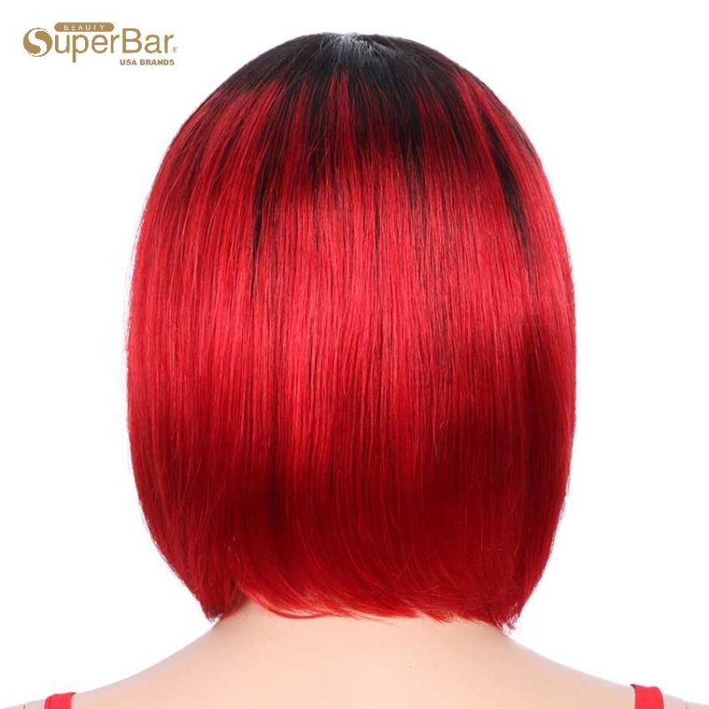 Superbar Basic Cap straight Bob Wigs OmbreShort Wigs With Bangs TTiB/RED