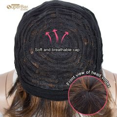 Superbar Straight Bob Wigs With BangsHuman Hair Ombre Colors