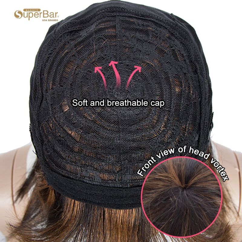 Superbar Straight Bob Wigs With BangsHuman Hair Ombre Colors
