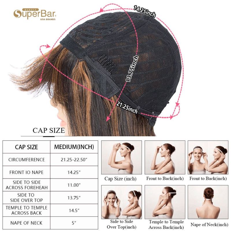 Superbar Straight Bob Wigs With BangsHuman Hair Ombre Colors