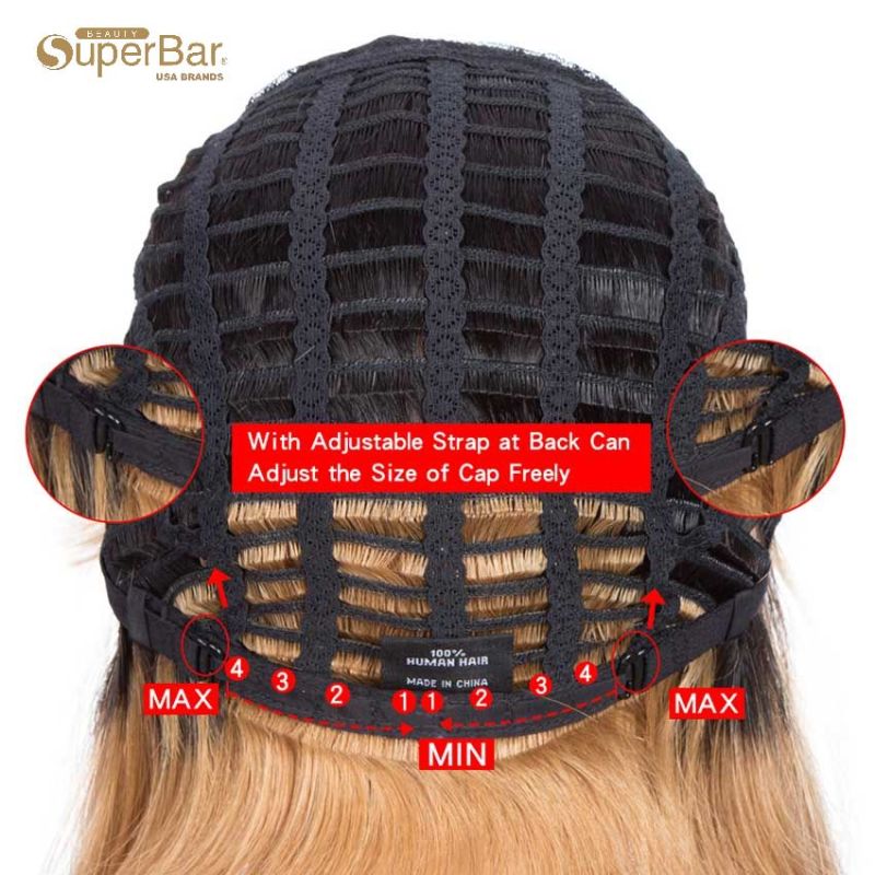 Superbar straight Hair Wigs 130% DensityWigs With Bangs ombre Wig TT1B/27