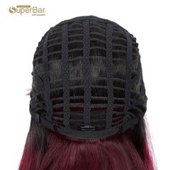 Superbar Ombre Burgundy Wigs 10 InchHuman Hair 1B/99J Wig With Bangs
