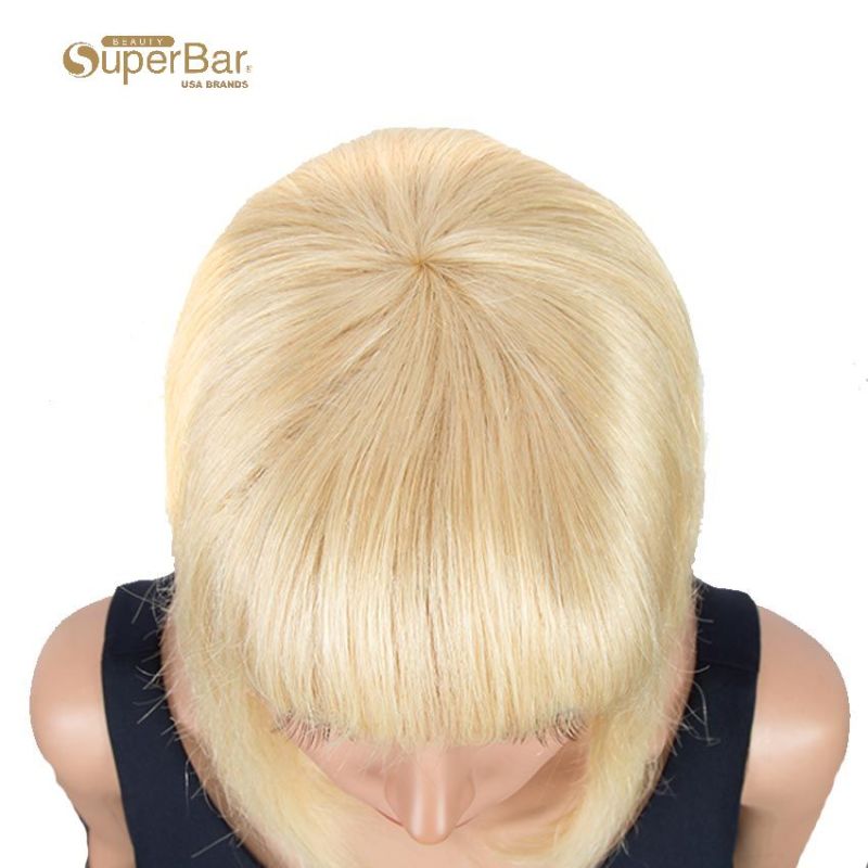 Superbar Blonde Straight Bob Wig Human Hair613 Wigs 10 inch Wigs With Bangs