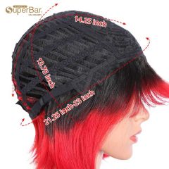 Superbar Basic Cap straight Bob Wigs OmbreShort Wigs With Bangs TTiB/RED