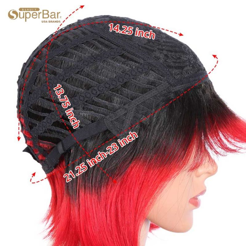 Superbar Basic Cap straight Bob Wigs OmbreShort Wigs With Bangs TTiB/RED