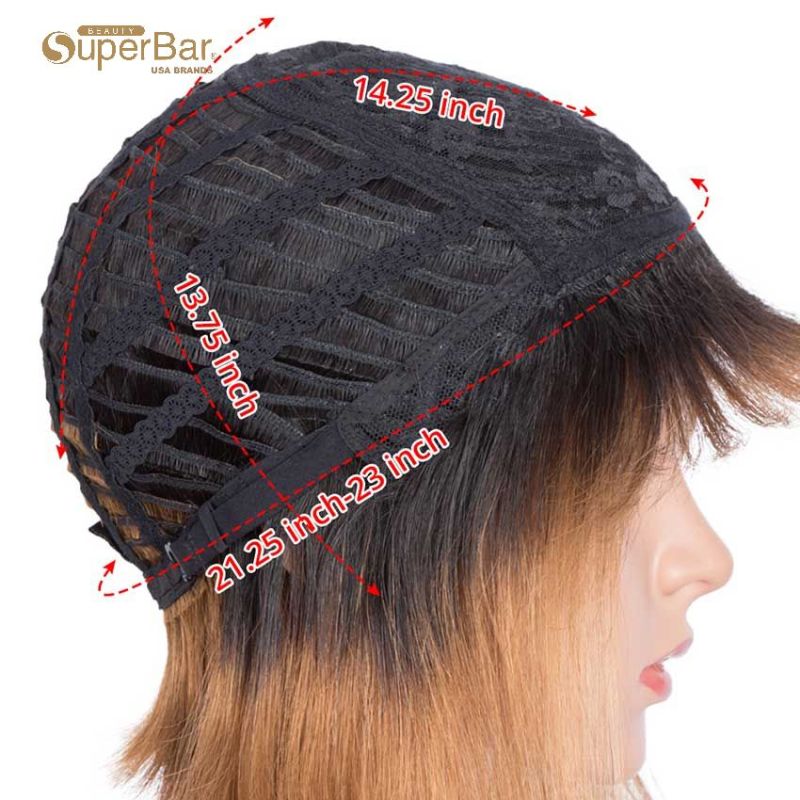 Superbar Ombre Wig Basic Cap Wig T1B/30Straight Wigs With Bangs Human Hair
