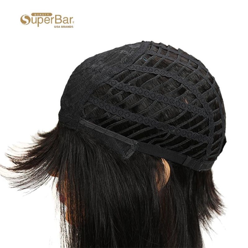 Superbar Dark Brown Straight Human HairWigs With Bangs for African American