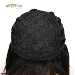 Superbar Dark Brown Straight Human HairWigs With Bangs for African American