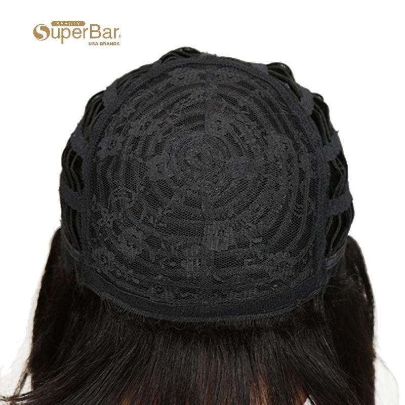 Superbar Dark Brown Straight Human HairWigs With Bangs for African American