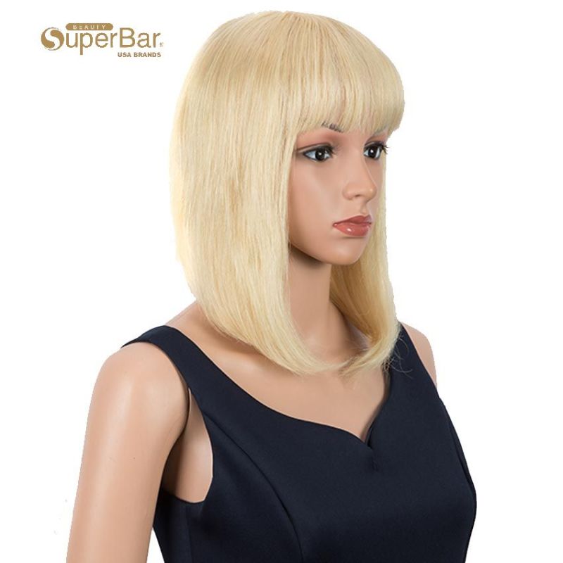 Superbar Blonde Straight Bob Wig Human Hair613 Wigs 10 inch Wigs With Bangs