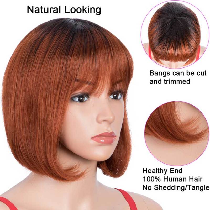 Superbar Straight Hair Bob Wigs TT1B/350Ombre Wigs With Bangs Human Hair