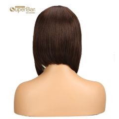 Superbar Dark Brown Straight Human HairWigs With Bangs for African American