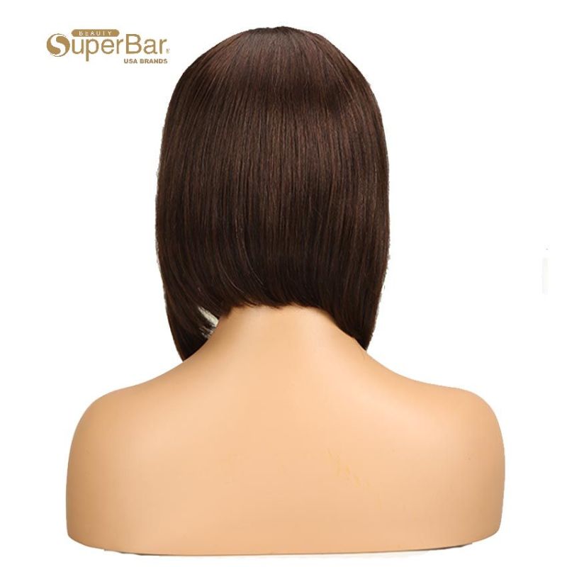 Superbar Dark Brown Straight Human HairWigs With Bangs for African American