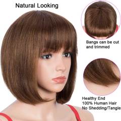 Superbar Human Hair P4/30 Color Wig ShortBob Wigs With Bands