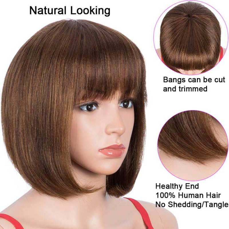 Superbar Human Hair P4/30 Color Wig ShortBob Wigs With Bands