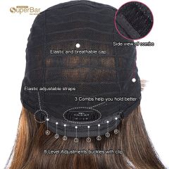 Superbar Straight Bob Wigs With BangsHuman Hair Ombre Colors