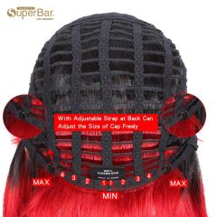 Superbar Basic Cap straight Bob Wigs OmbreShort Wigs With Bangs TTiB/RED