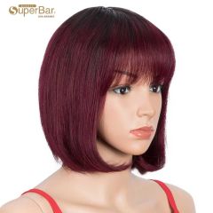 Superbar T1B/99J short Bob Wig straight HairWigs With Bangs