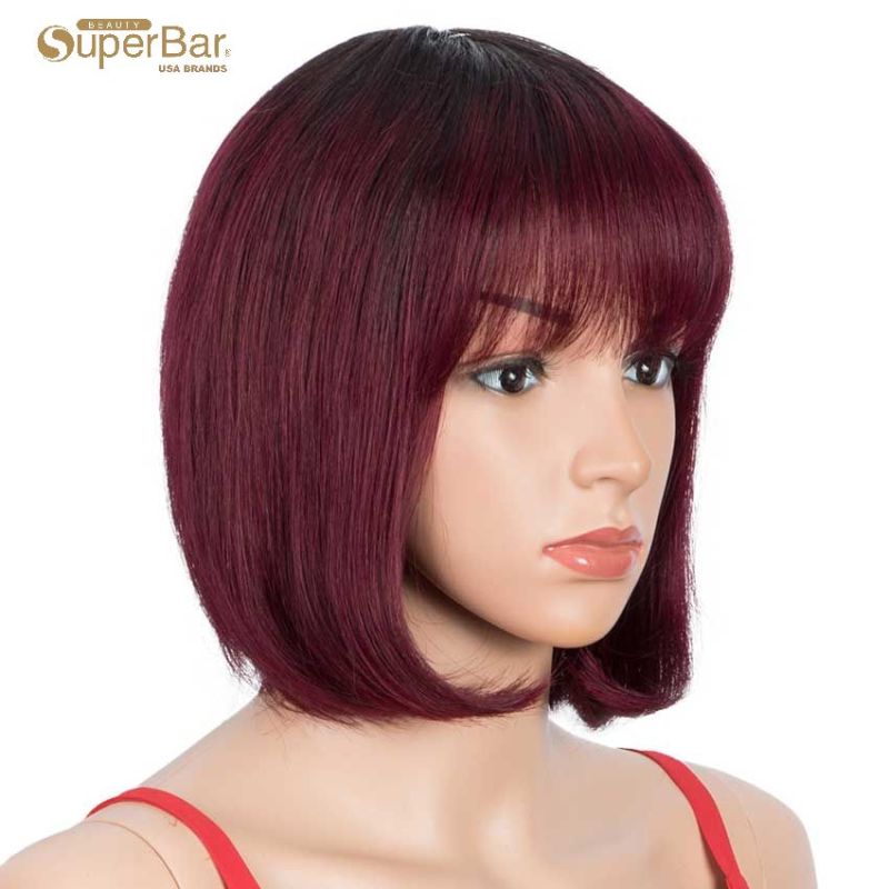 Superbar T1B/99J short Bob Wig straight HairWigs With Bangs