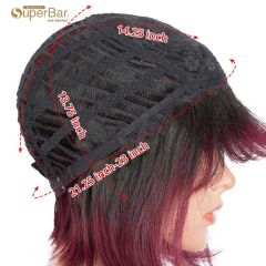 Superbar T1B/99J short Bob Wig straight HairWigs With Bangs