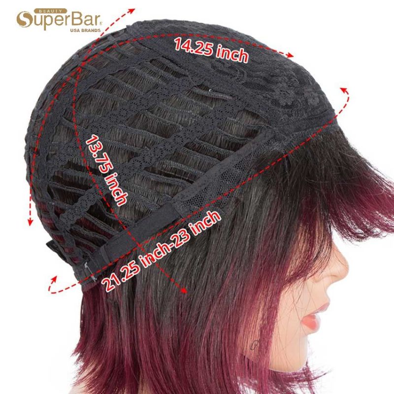 Superbar T1B/99J short Bob Wig straight HairWigs With Bangs