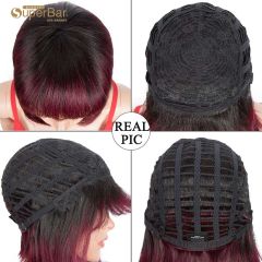 Superbar T1B/99J short Bob Wig straight HairWigs With Bangs
