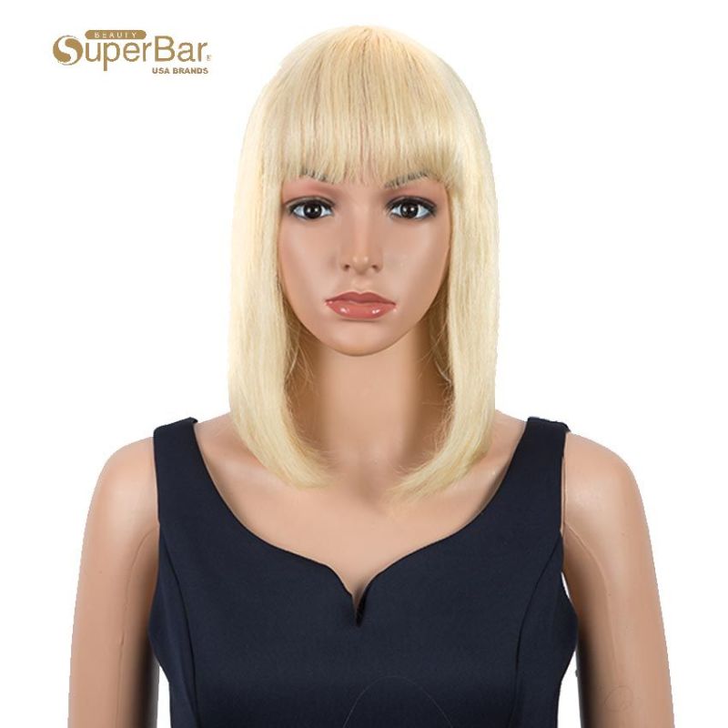 Superbar Blonde Straight Bob Wig Human Hair613 Wigs 10 inch Wigs With Bangs