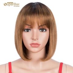 Superbar Ombre Wig Basic Cap Wig T1B/30Straight Wigs With Bangs Human Hair