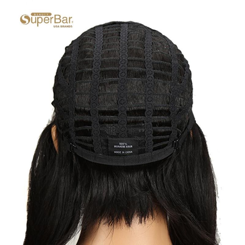Superbar Dark Brown Straight Human HairWigs With Bangs for African American