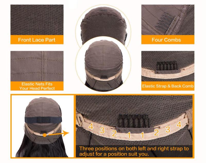 Superbar 360 Lace Frontal Wigs 100% StraightHuman Hair Wigs For Black Women 130% Density Natural Black Color